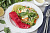 Лосось, маринованный в свекольном соусе, со свежим салатом